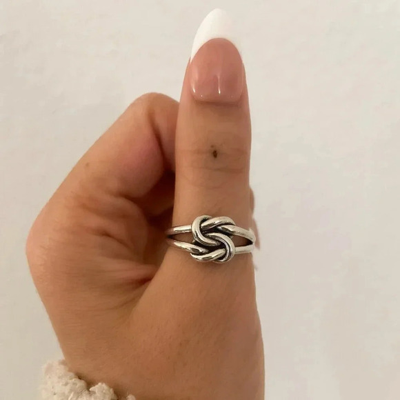 925 Sterling Silver Knot Ring Stackable Ring Dainty Ring Band Twist Ring - Picture 10 of 11